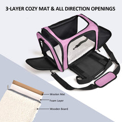 Henkelion large dog carrier pink side mesh showing ventilation for pets.