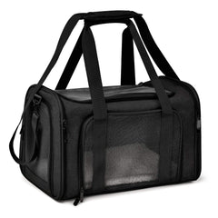 Henkelion large soft-sided cat carrier opened to show mesh panels for visibility and airflow
