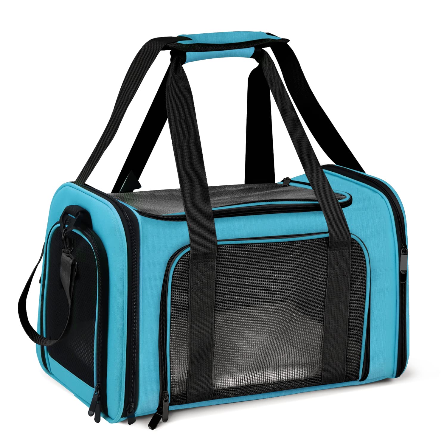 Henkelion large soft-sided carrier open view for easy access