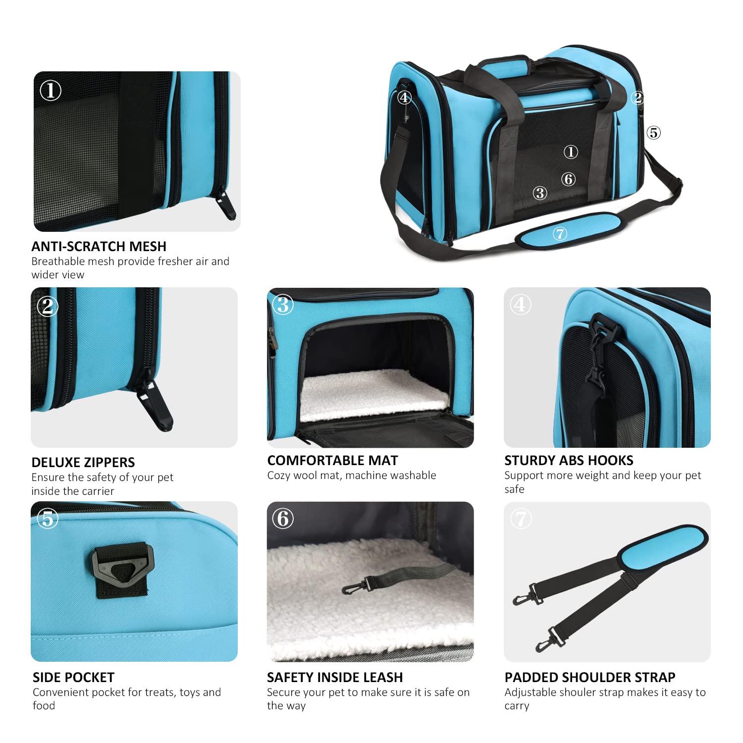 Henkelion pet carrier durable polyester build resists wear during travel