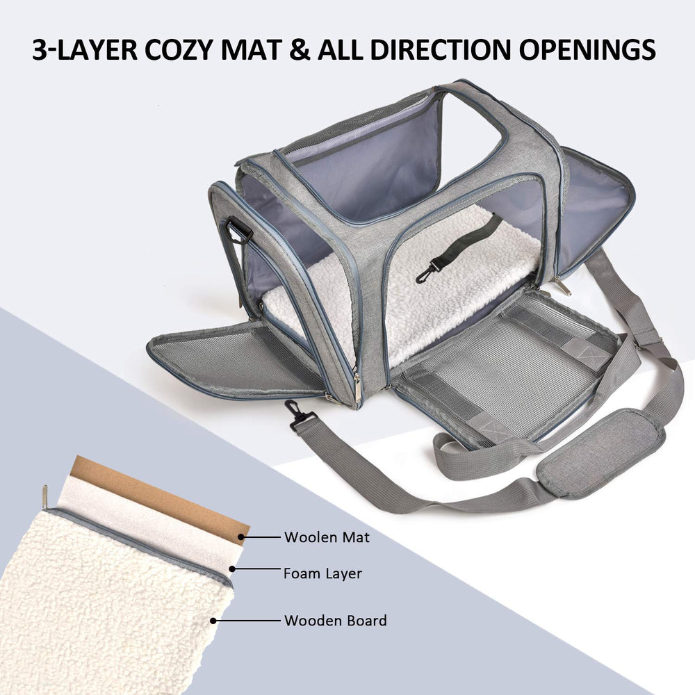 Henkelion pet carrier inside view showing roomy interior for small pets