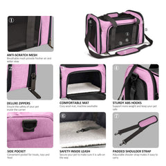 Henkelion soft-sided pet carrier with padded shoulder strap for hands-free travel.