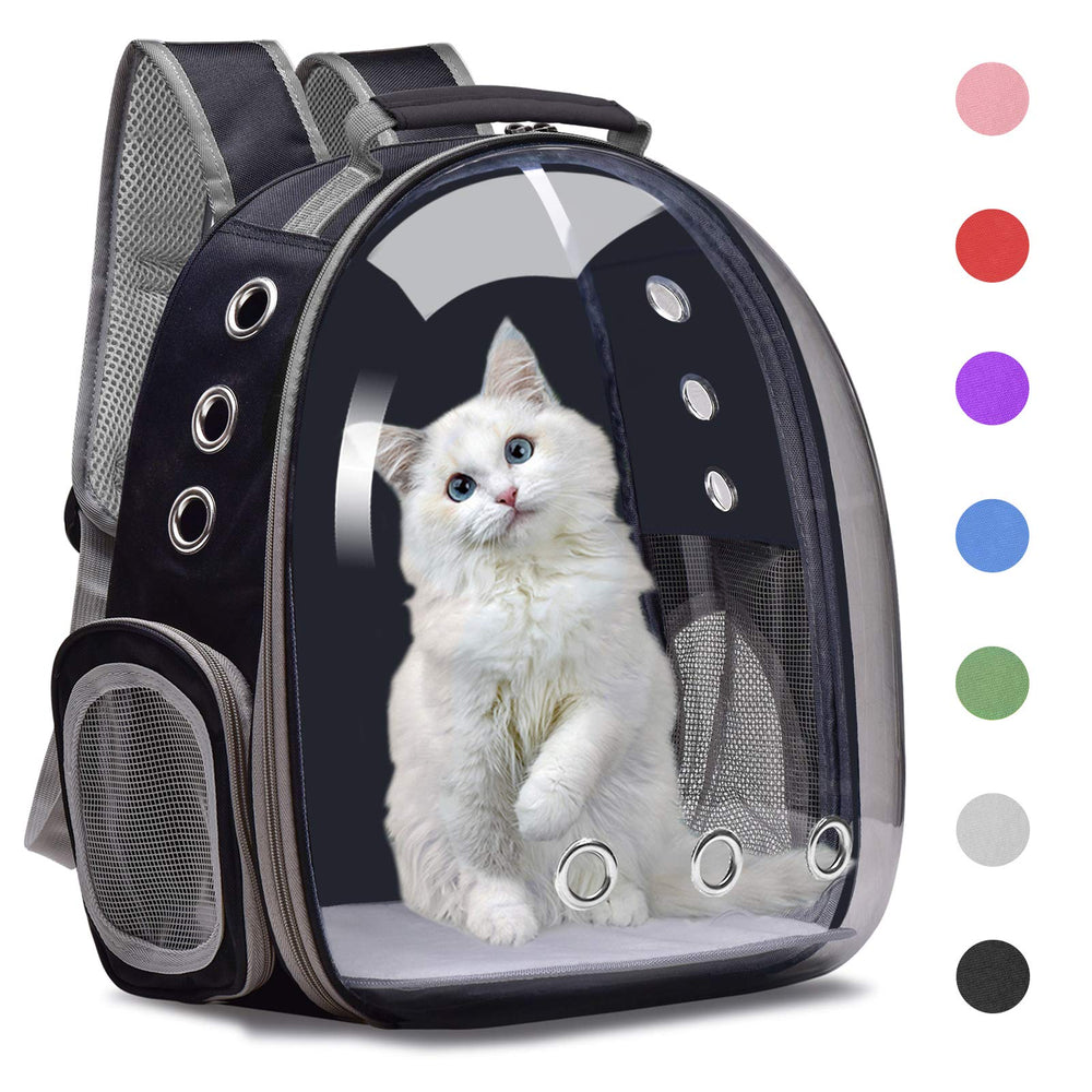Henkelion space capsule front view, a safe, hands-free travel carrier for small pets.
