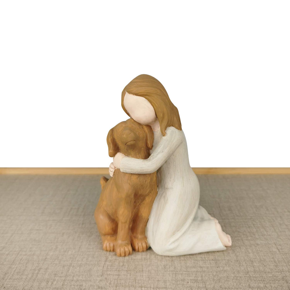 Hensonever dog angels memorial statue hand paint shows artisanal resin craft