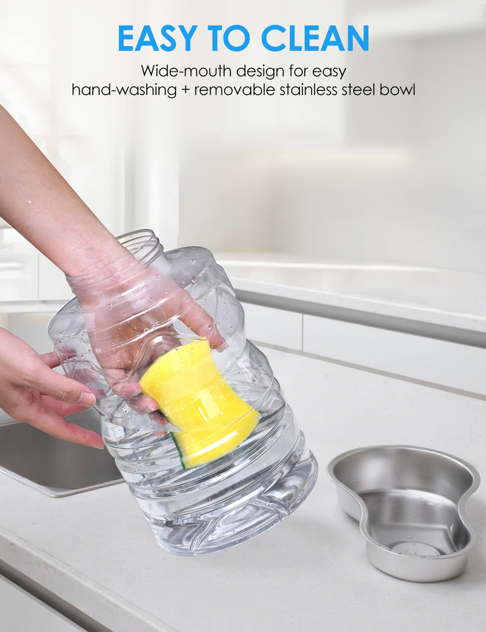 heouvo gravity-fed 6.5L reservoir gently refills the bowl to maintain steady hydration