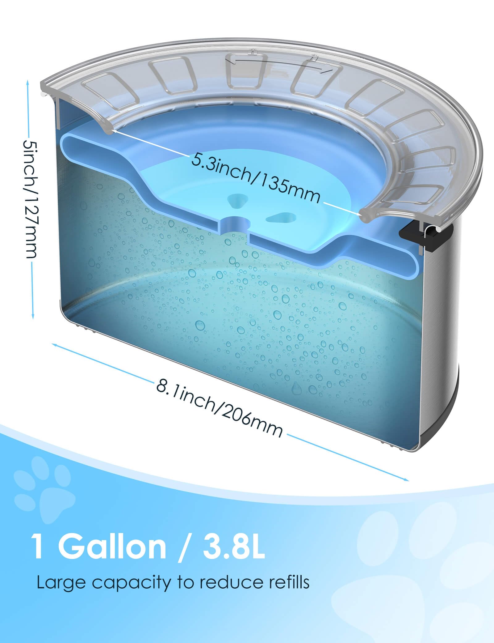 Heouvo 1Gallon bowl with floating disk slowing drinking and debris protection