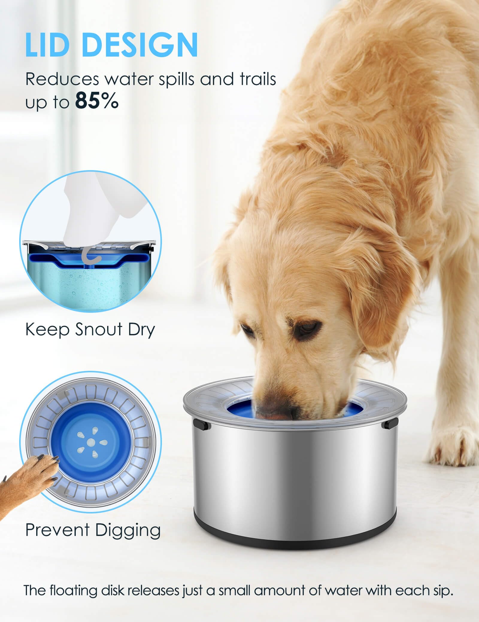 Heouvo floating disk inside bowl slows drinking for steadier pacing