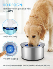 Heouvo floating disk inside bowl slows drinking for steadier pacing