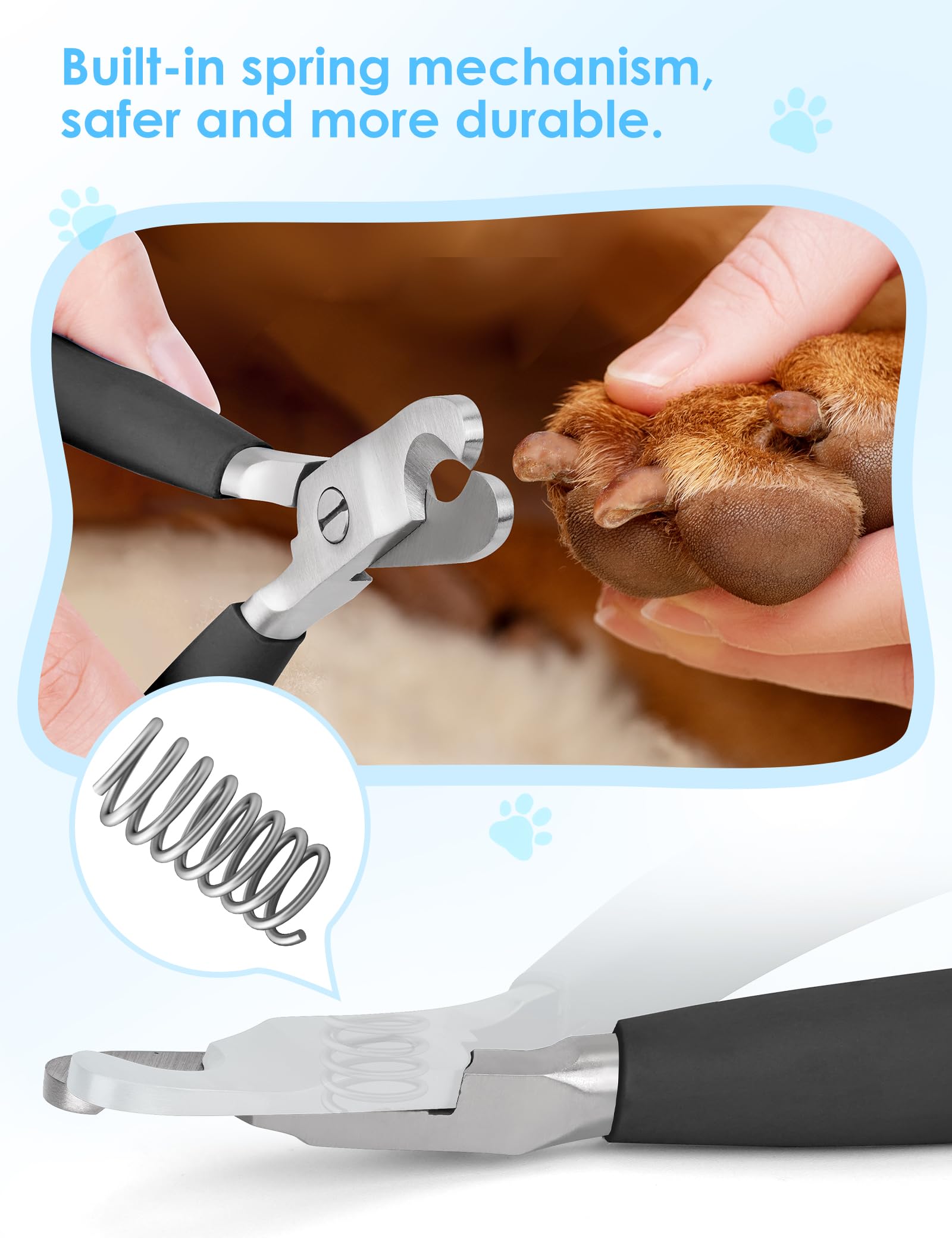heouvo heavy-duty dog nail clippers nail file included for smoothing edges.