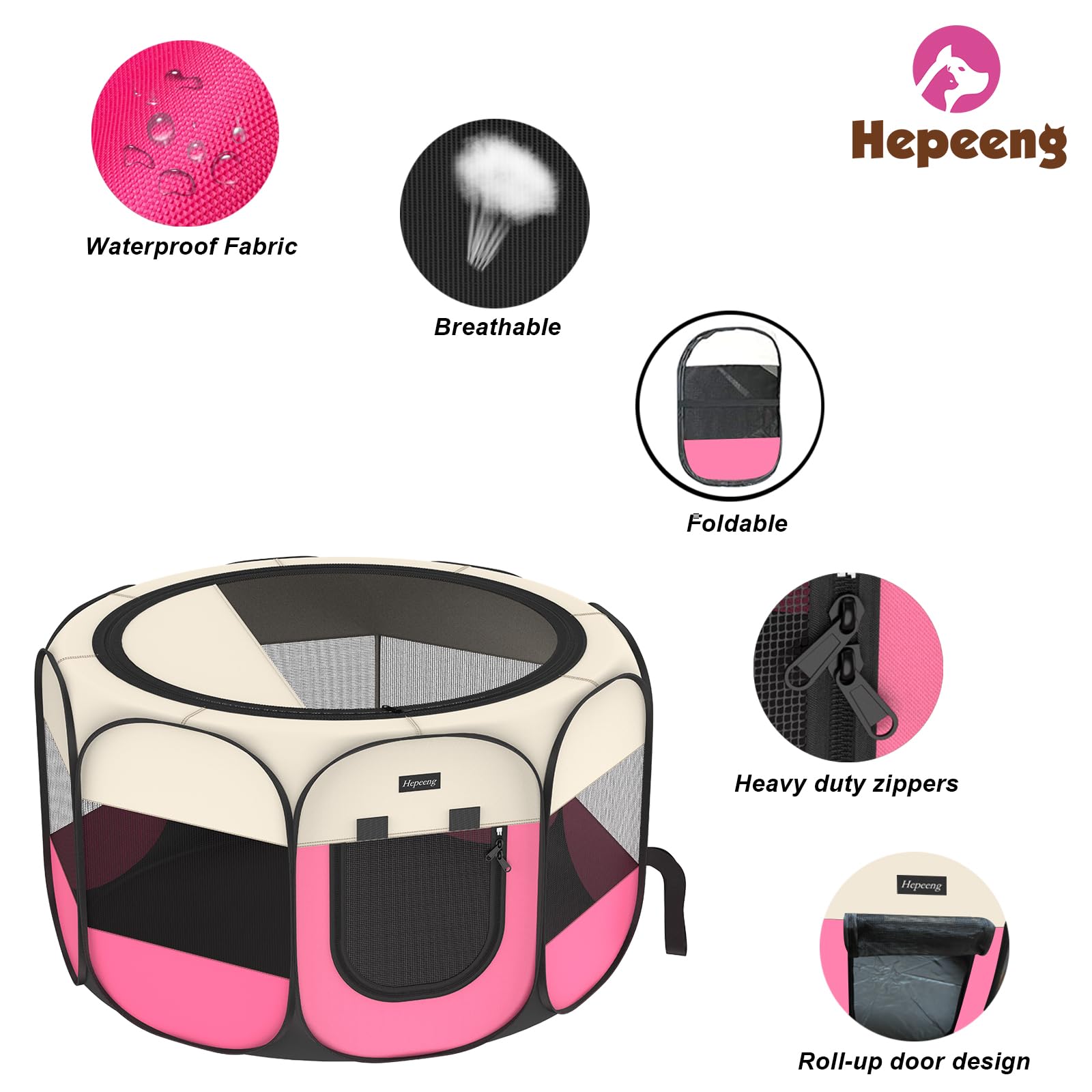 HEPEENG playpen crafted from waterproof 600D Oxford fabric withstands weather and mess