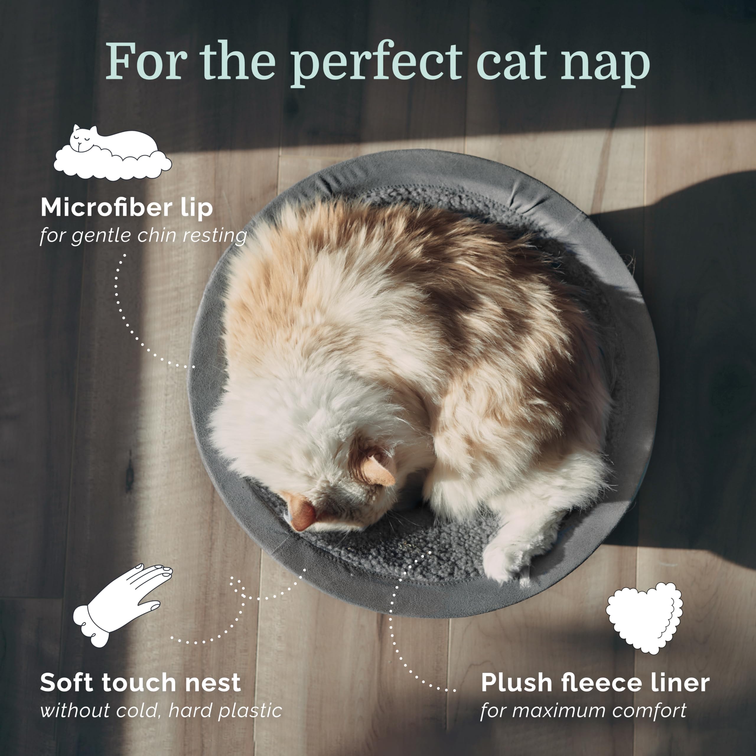 Hepper Cat Nest grey donut bed for cozy indoor naps