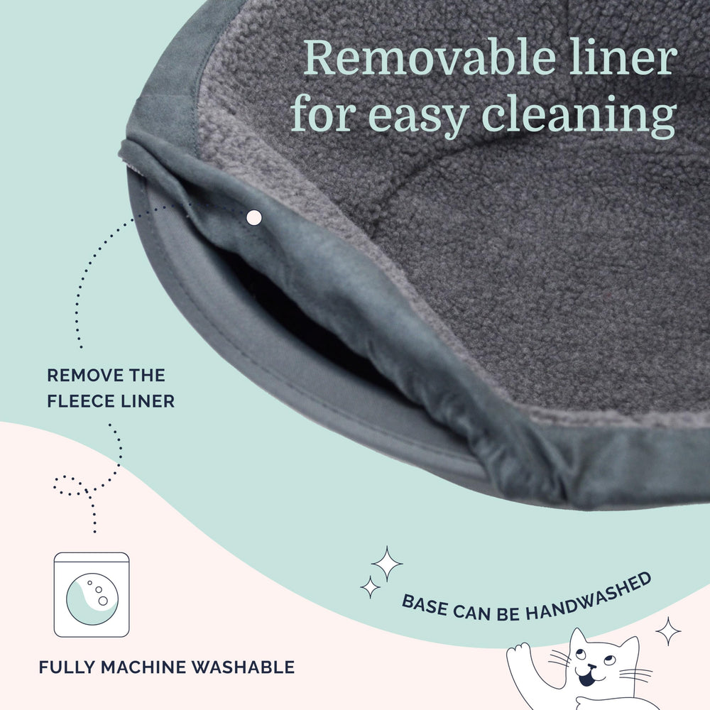 Hepper Cat Nest removable fluffy fleece liner emphasizes easy cleaning and comfort