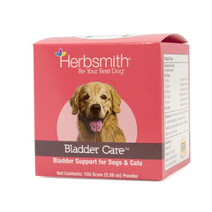 Herbsmith Bladder Care powder tub front shows urinary health support in a natural formula.