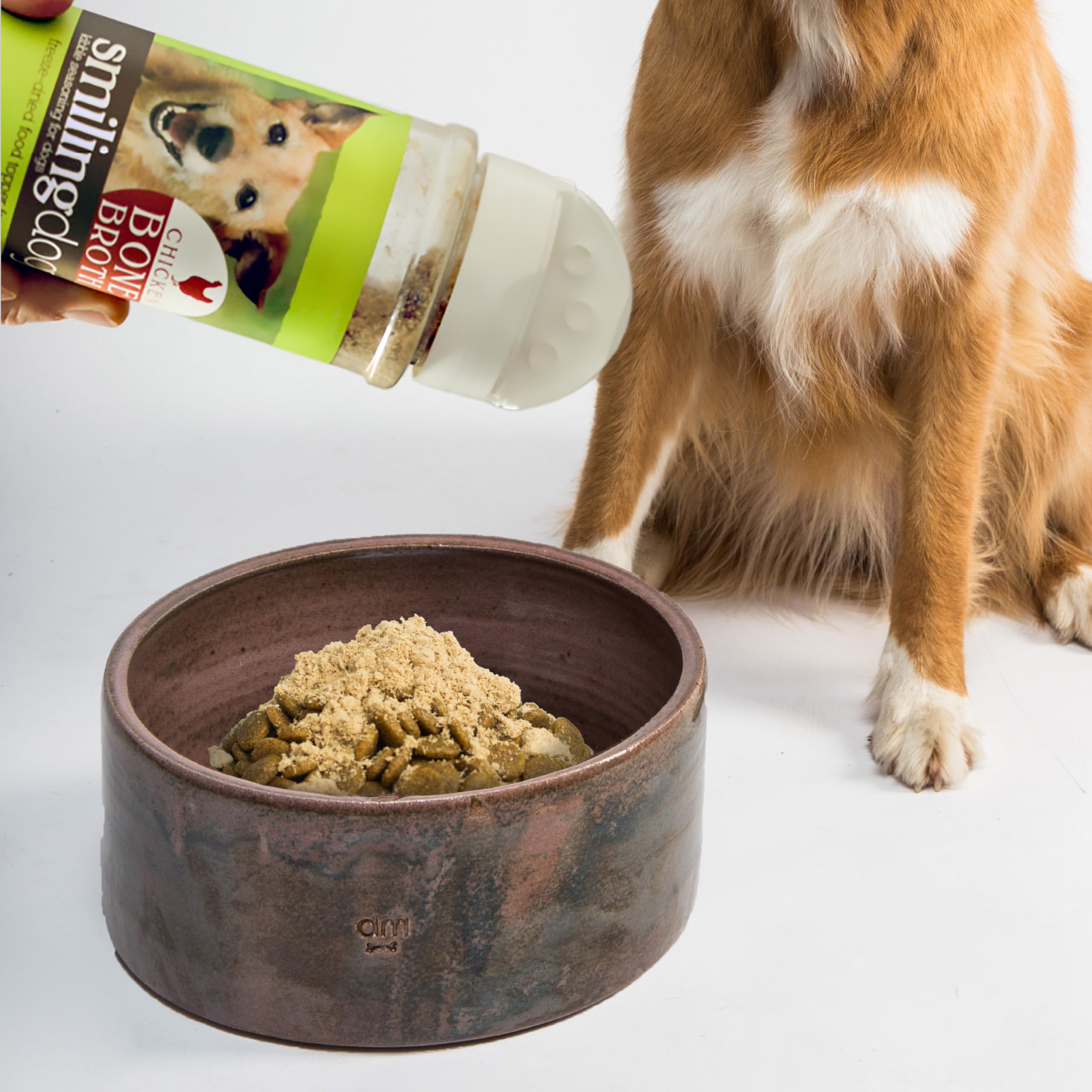 Herbsmith Kibble Seasoning sobre plato con croquetas, apetito perruno