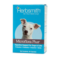 Herbsmith Microflora Plus capsules close-up for daily probiotic support