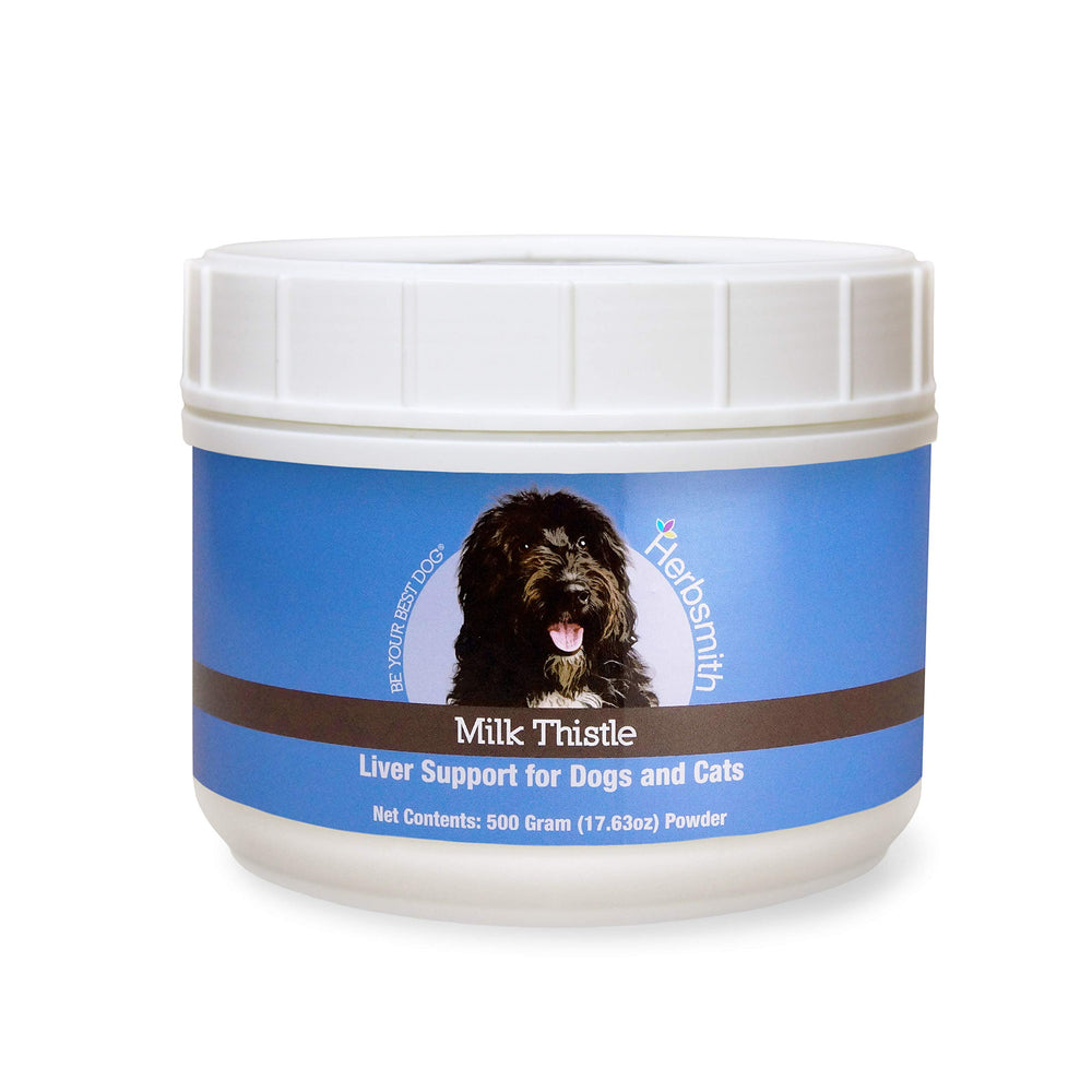 Herbsmith Milk Thistle bottle shows organic liver support for pets