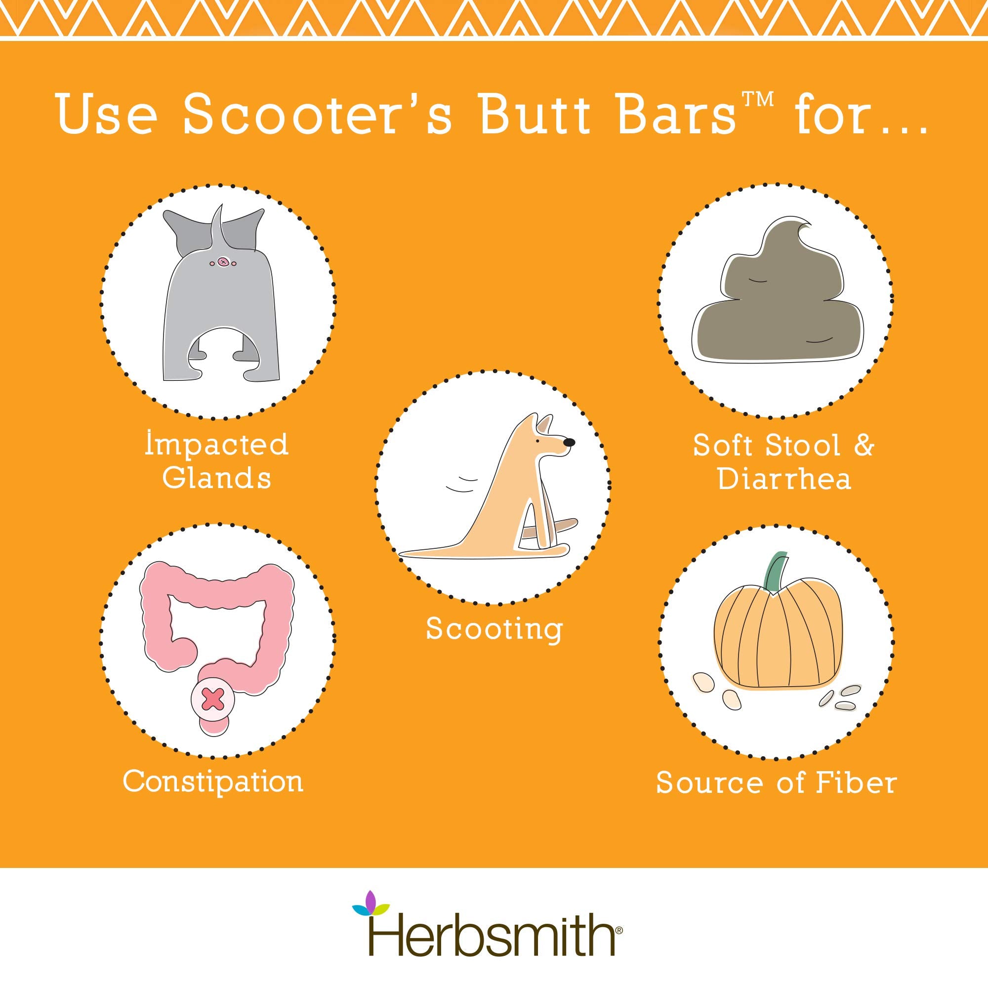 Herbsmith Scooter’s Butt Bars mini-bars closeup highlighting palatable texture