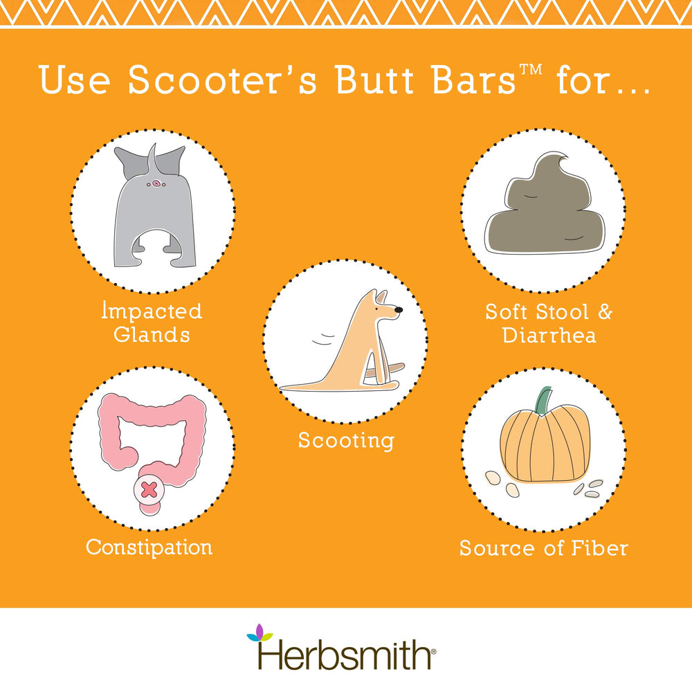 Herbsmith Scooter’s Butt Bars mini-bars closeup highlighting palatable texture