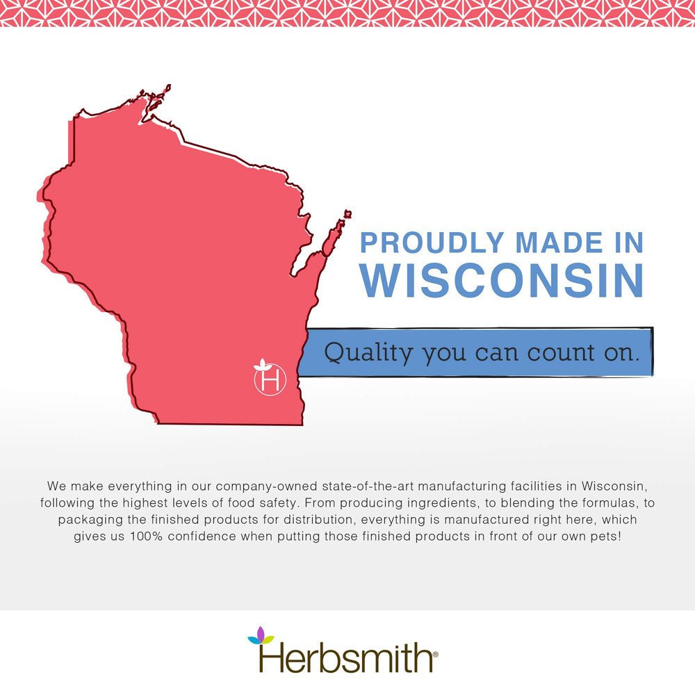 Herbsmith Senior Dog Wisdom veterinarian-recommendation badge signals trusted formulation.