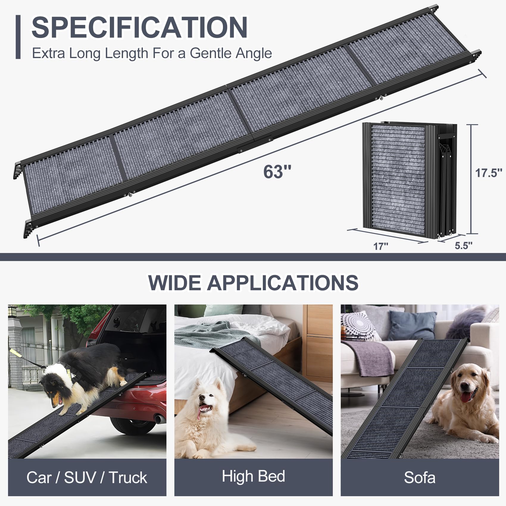 HerCcreta wigge dog ramp 17inch width stabilizes large dogs