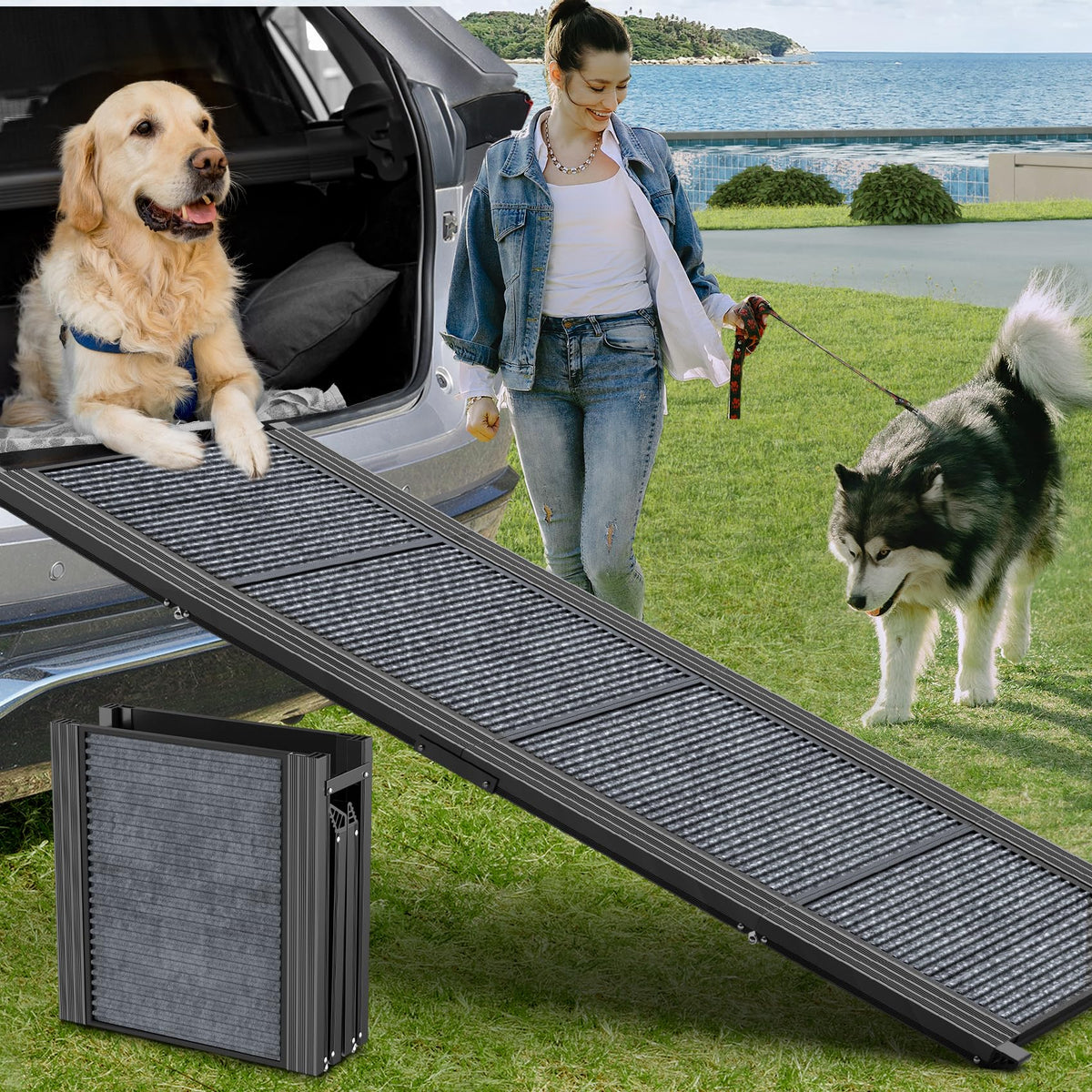 HerCcreta wigge dog ramp 63inch length for easy car entry