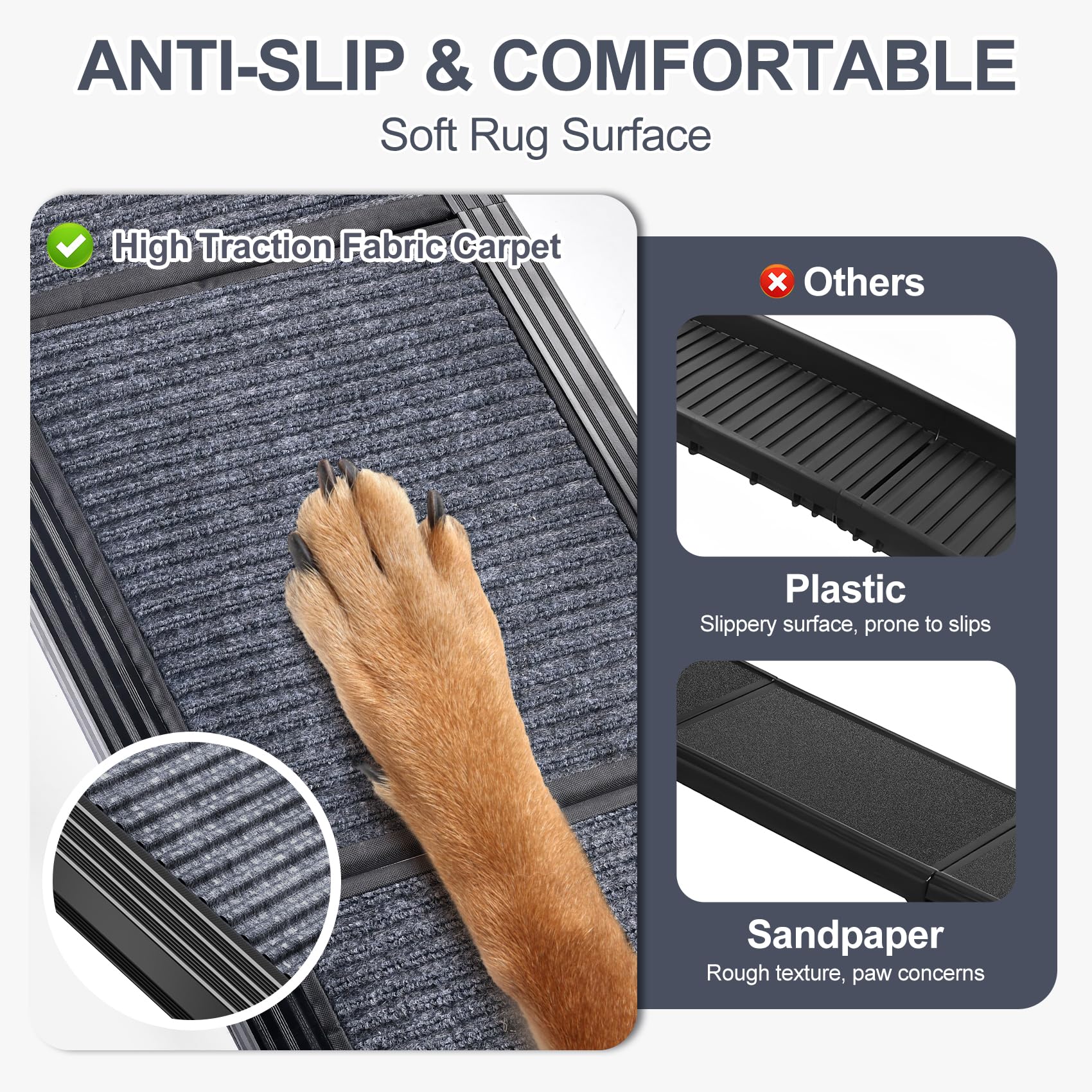 HerCcreta wigge dog ramp non-slip surface improves traction