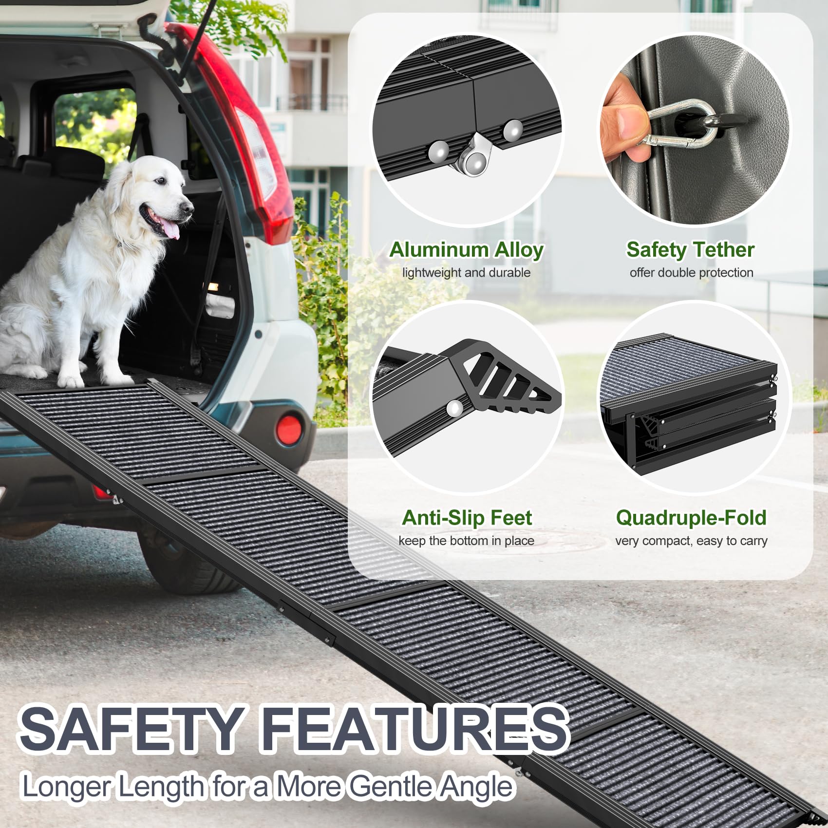 HerCcreta wigge dog ramp safety ropes and buckles secure use
