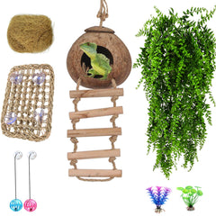 HERCOCCI coconut-house terrarium offers a safe reptile hiding spot.