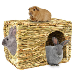 HERCOCCI Grass House folded hut in cage, cozy hideaway for small pets
