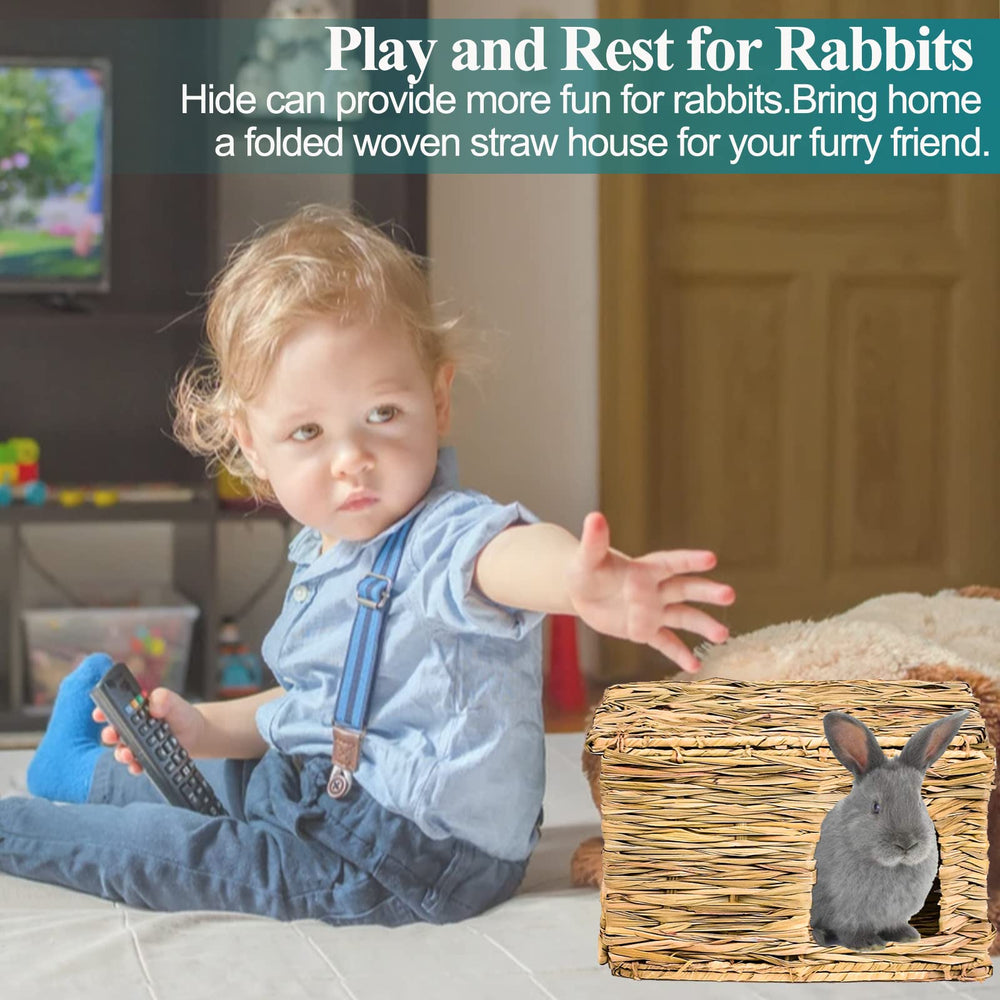 HERCOCCI Grass House hay mat interior offers comfortable rest and nibble