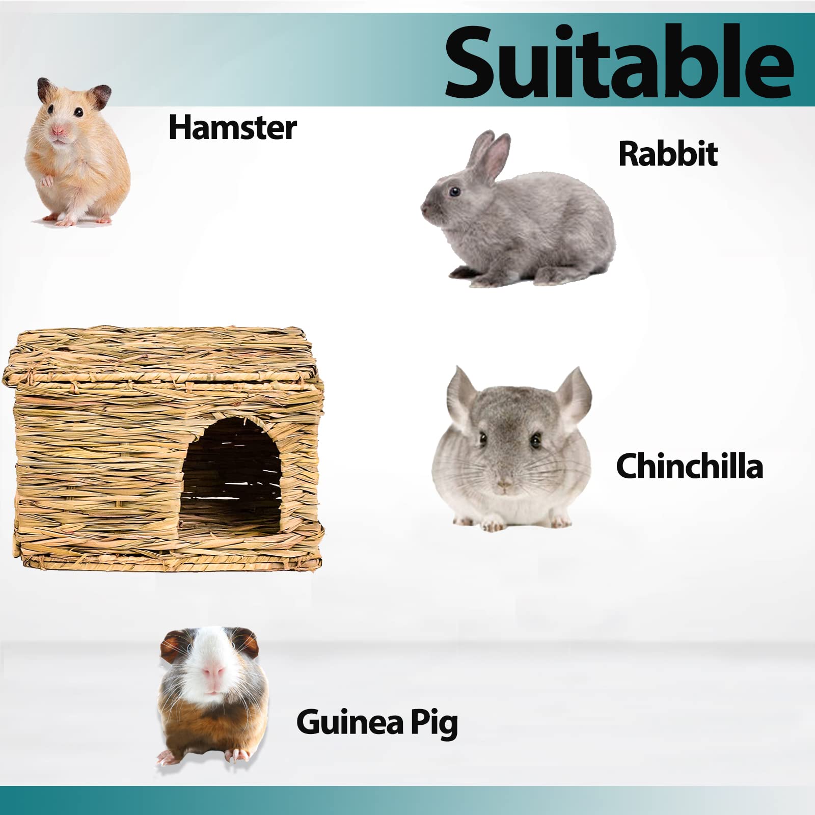 HERCOCCI Grass House large pet use showcases resting and hiding for rabbits and chinchillas