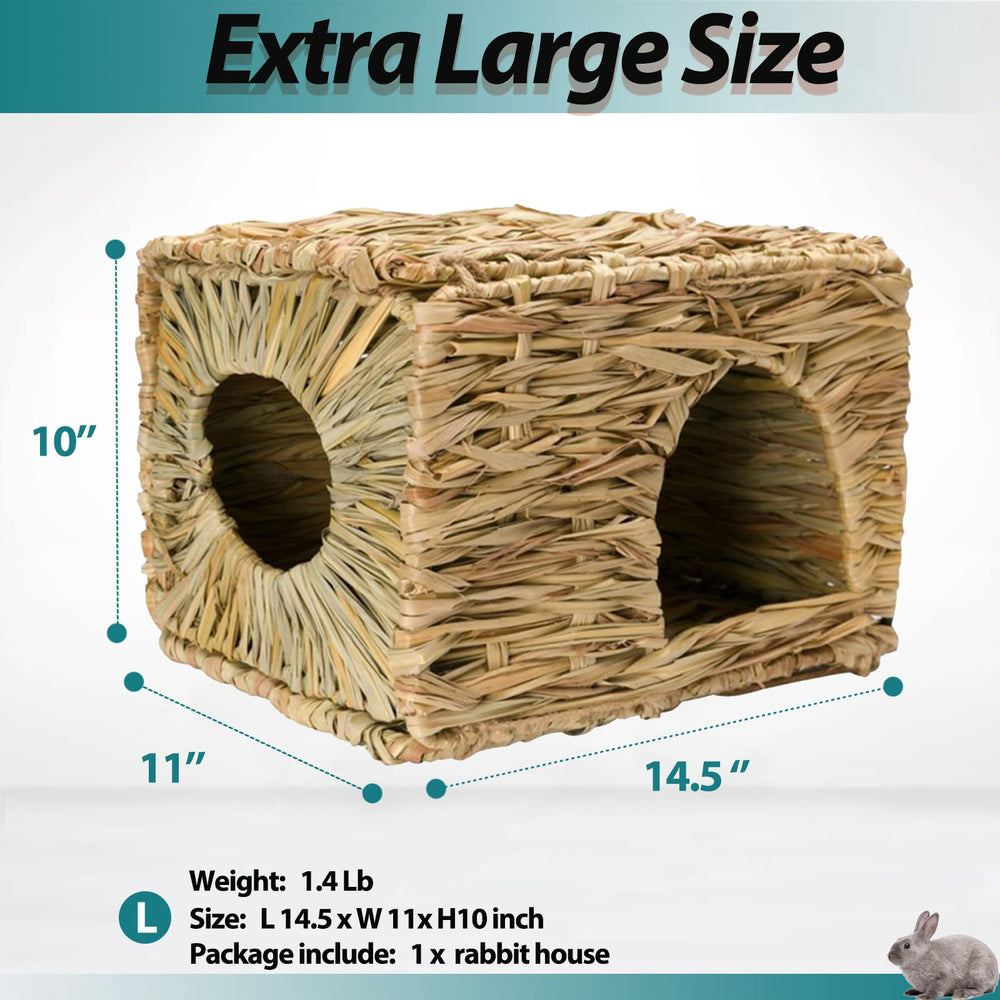 HERCOCCI Grass House open hut shows extra-large space for rabbits and guinea pigs
