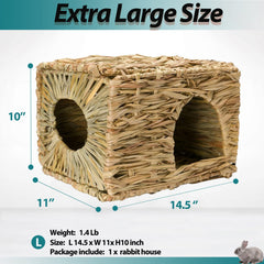 HERCOCCI Grass House open hut shows extra-large space for rabbits and guinea pigs