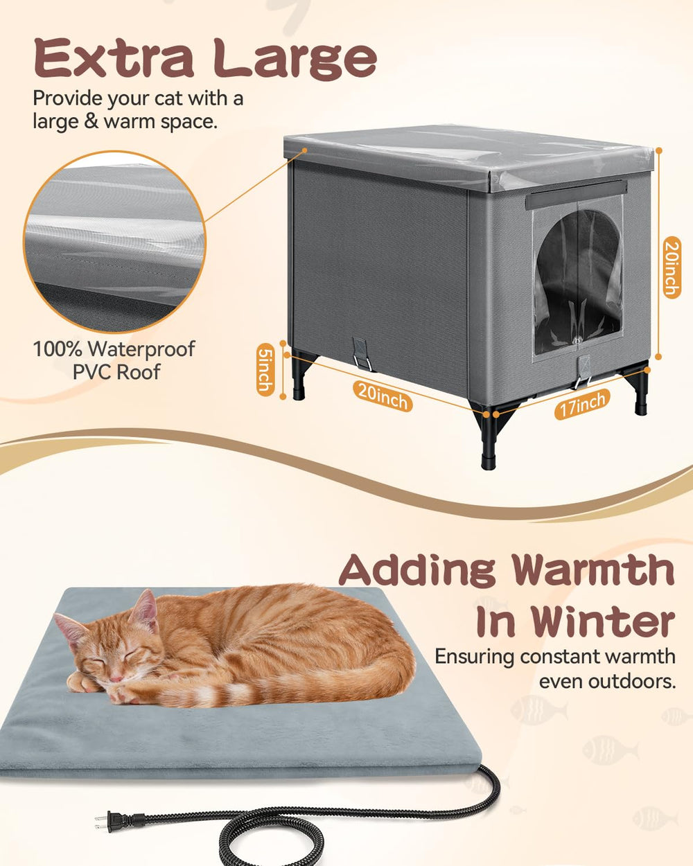 Herehomi heated cat house door view showing easy entry for outdoor cats.