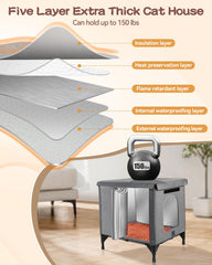 Herehomi heated cat house interior highlighting roomy space for multiple cats.