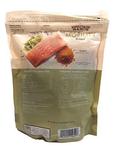 Heritage Ranch Mobility Salmon Jerky: textura crujiente de salmón sin granos para perros.