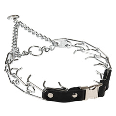 Herm Sprenger 3mm prong collar closeup showing durable chrome-plated steel.