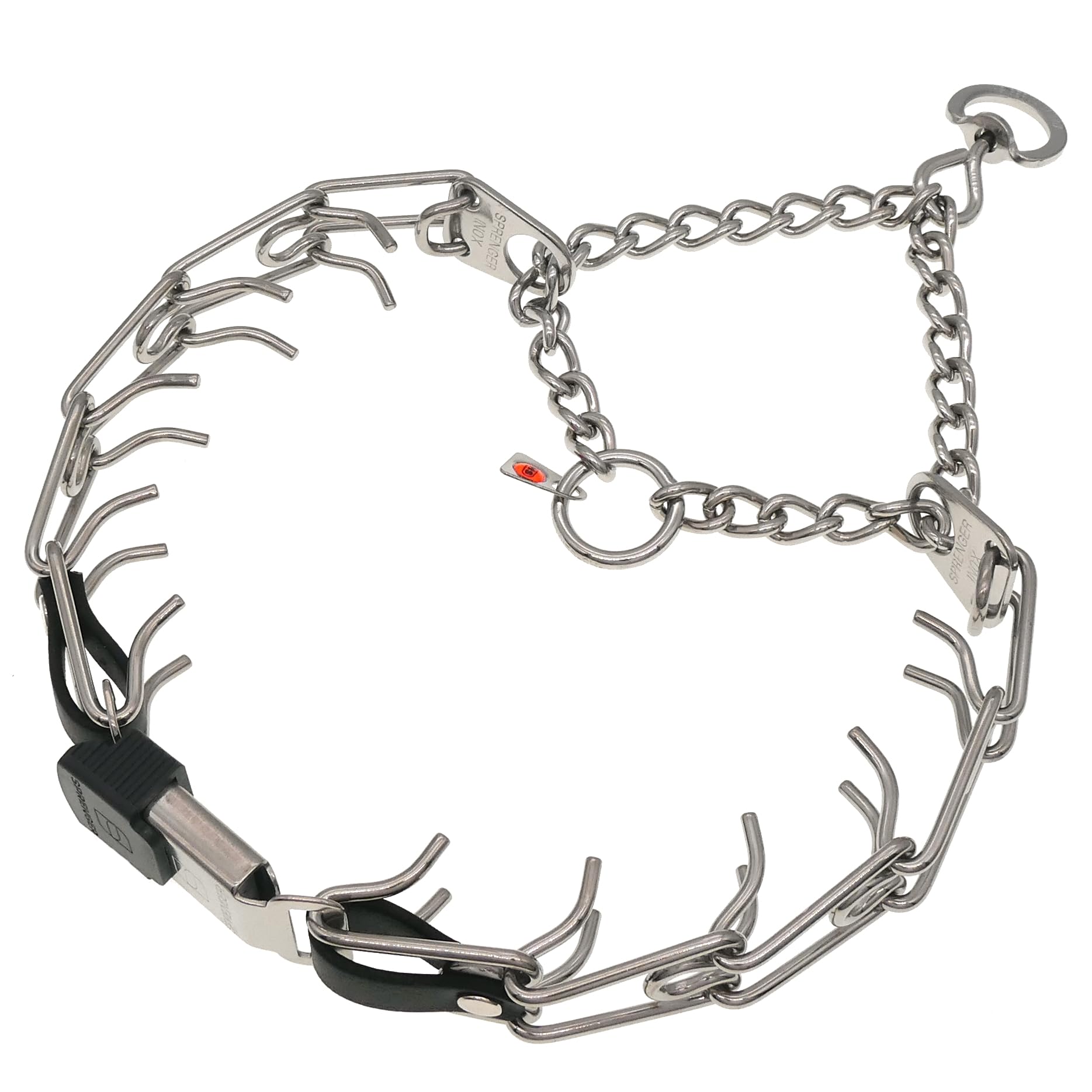 Herm Sprenger Biothane insert detail emphasizing added stability and secure buckle connection during training.