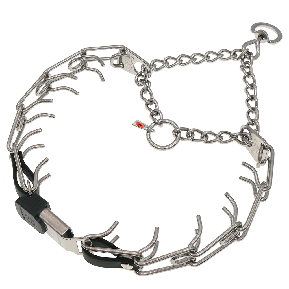 Herm Sprenger Biothane insert detail emphasizing added stability and secure buckle connection during training.