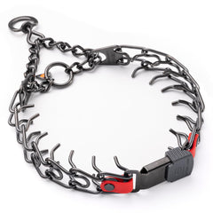 Herm Sprenger black stainless steel dog collar with short links for precise fit and control.