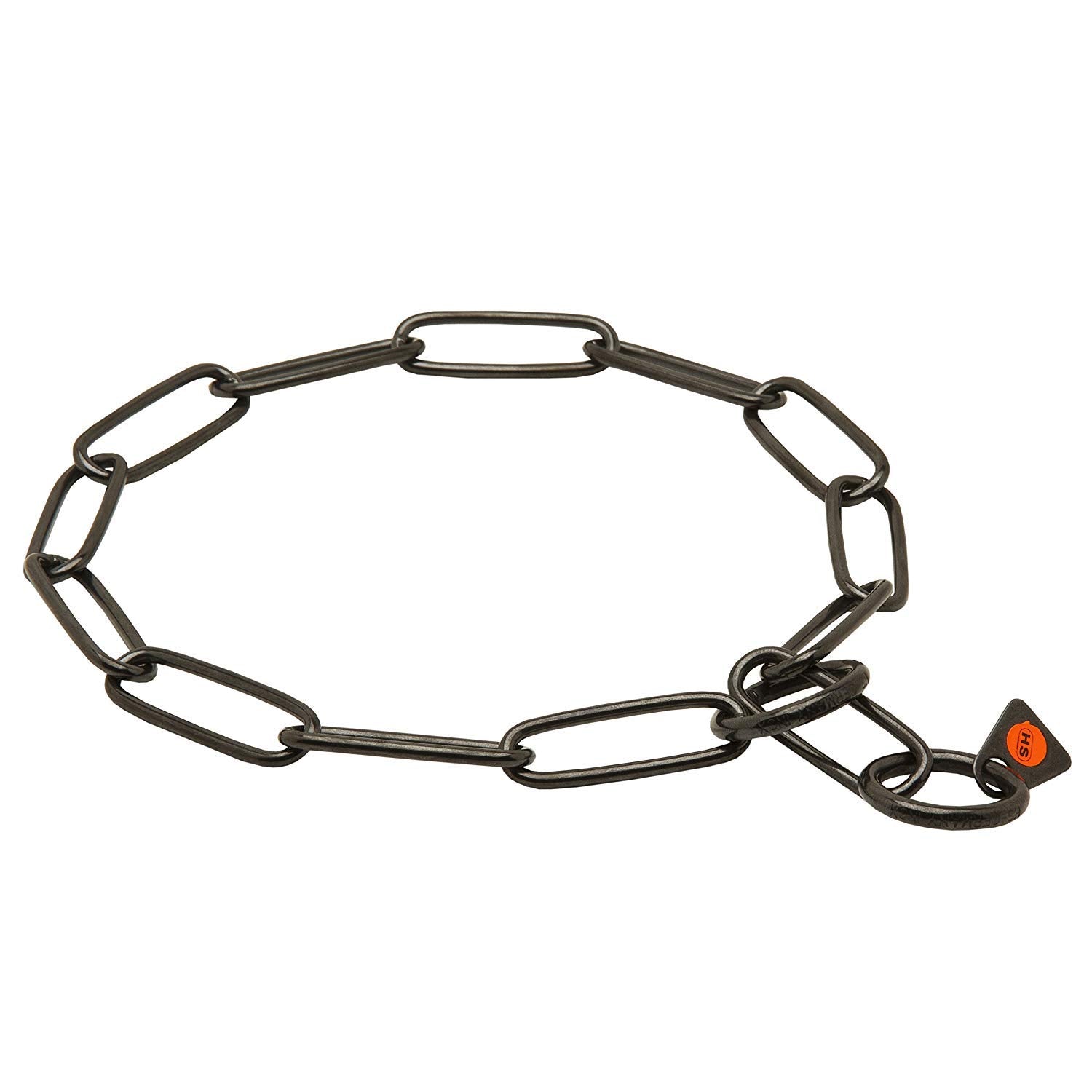 Herm Sprenger black stainless long-link fur saver collar 53cm for secure control.
