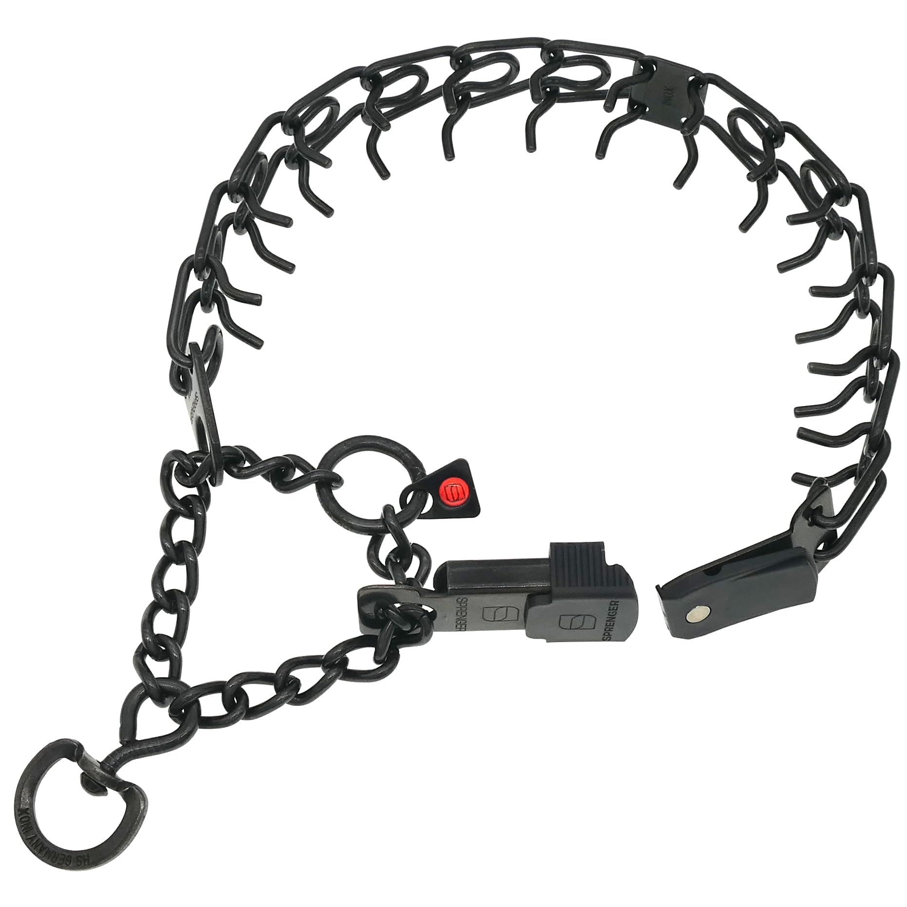 Herm Sprenger center plate and short-link design close-up for symmetric tightening