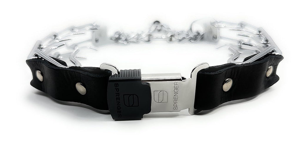 Chrome-plated 2.25mm prongs deliver even neck pressure for balanced corrections