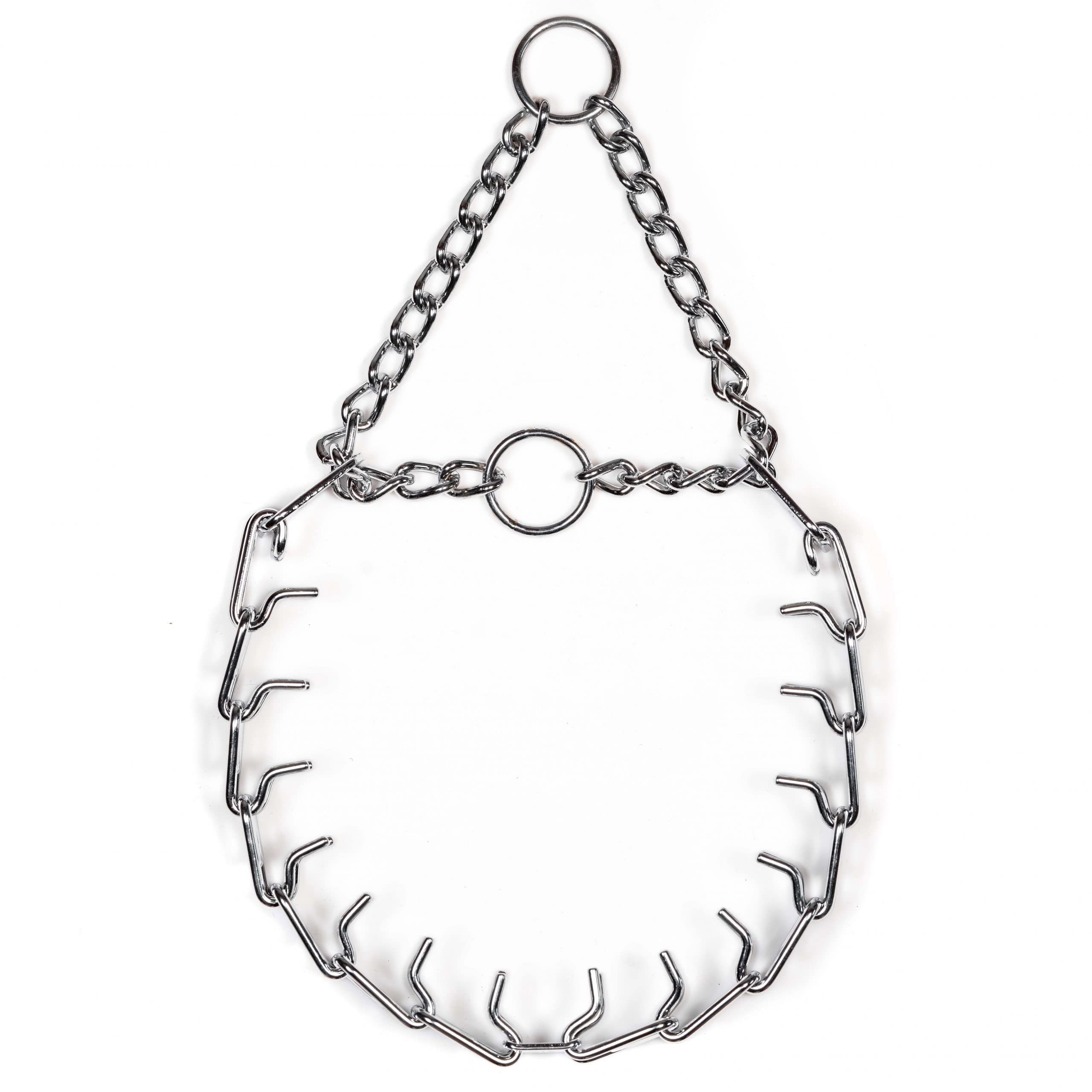 Herm Sprenger chrome-plated prong collar Ultra-Plus with dual O-rings for reliable no-pull training.