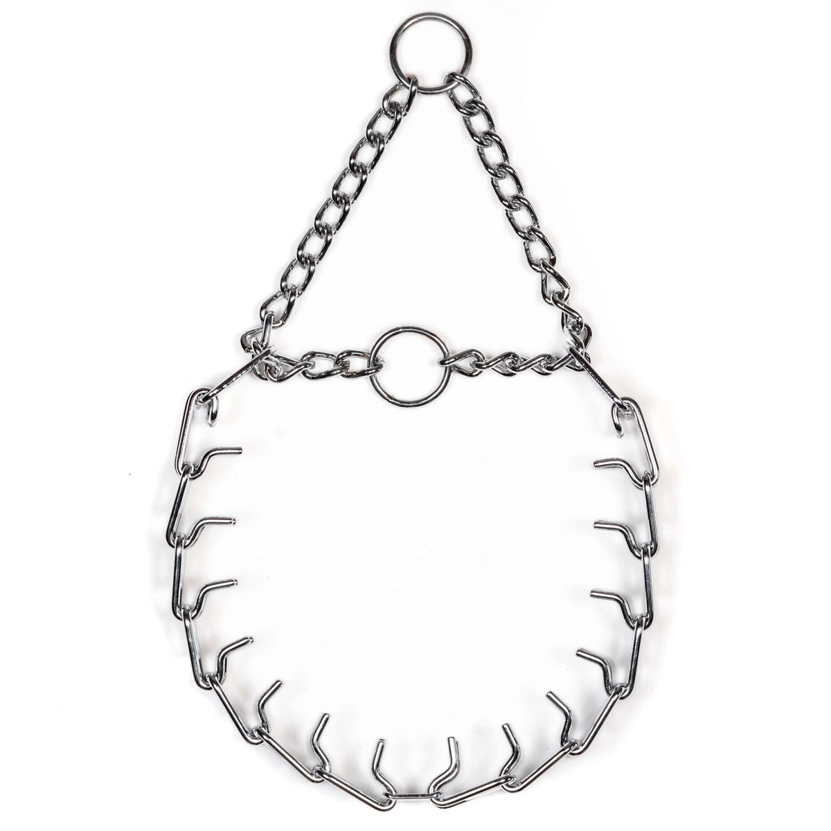 Herm Sprenger chrome-plated prong collar Ultra-Plus with dual O-rings for reliable no-pull training.