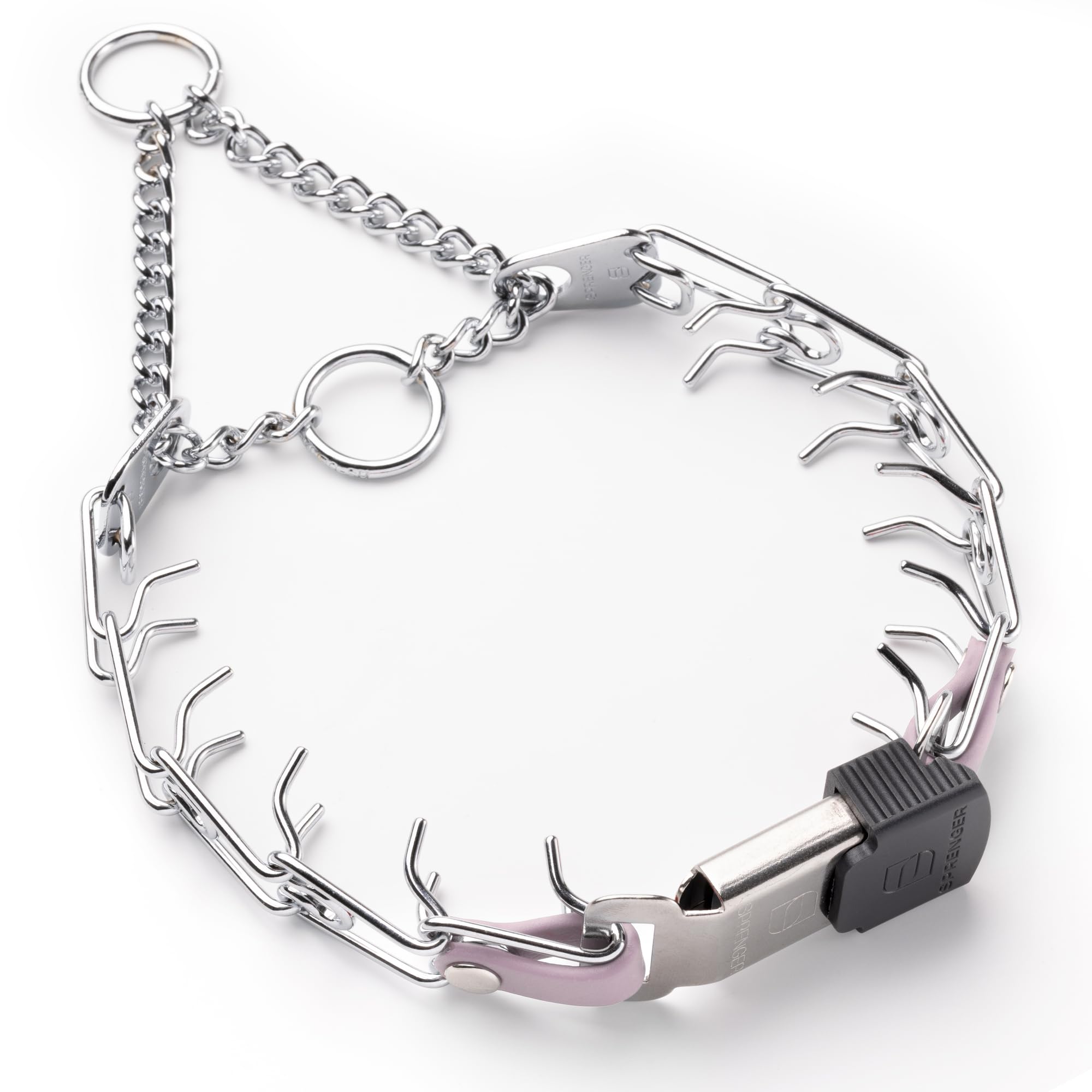 Herm Sprenger chrome plated steel dog collar with quick release buckle ideal for confident training.