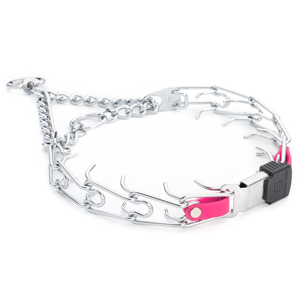 Herm Sprenger chrome prong collar buckle for secure training sessions.