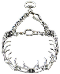 Herm Sprenger chrome-plated training-prong-collar with quick-release snap supports safer obedience training.