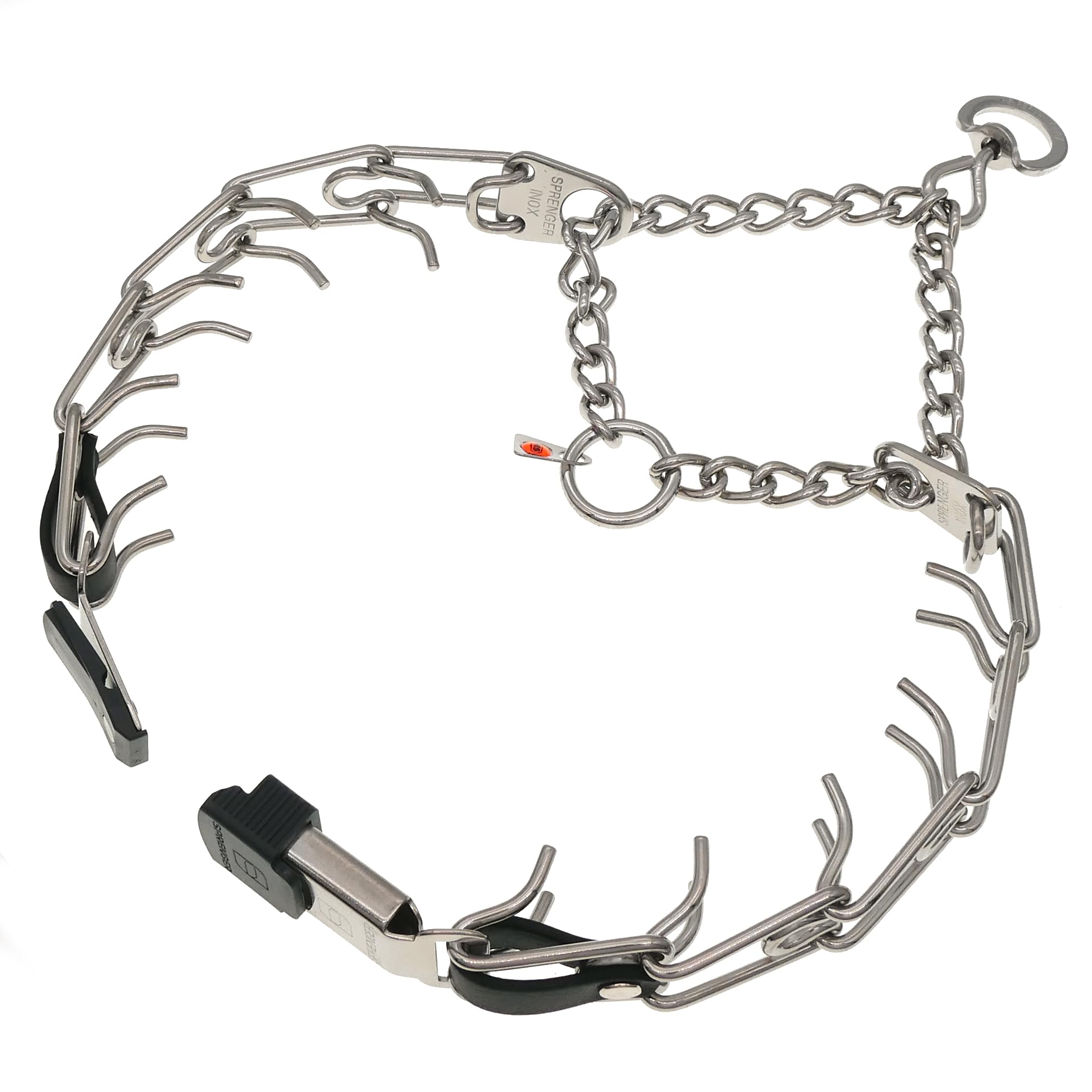 Herm Sprenger Click Lock buckle image highlighting easy on/off without pulling over head.