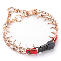 Herm Sprenger Curogan collar with short links in cherry red for precise fit.